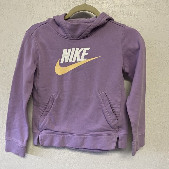 Nike Purple Long Sleeve Graphic Print Hoodie Pullover Sweatshirt Kids' Size M - Picture 1 of 7